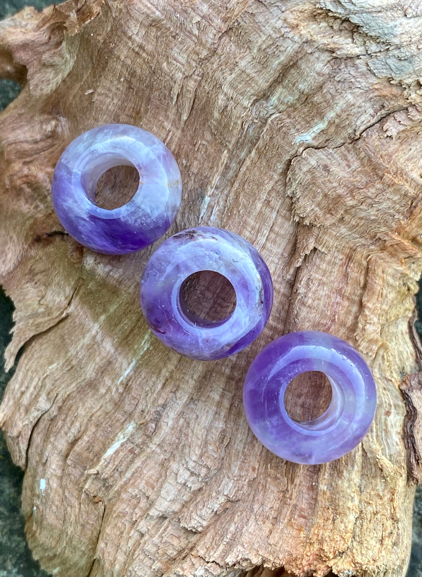 3 Amethyst-Stein Perlen für Dreadlocks - DreadLocos Shop