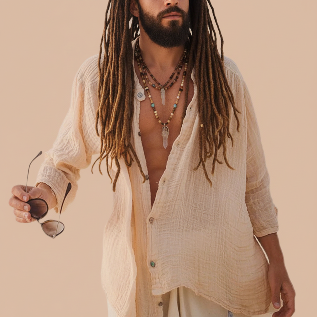 Linen Shirt Khaki - DreadLocos Shop
