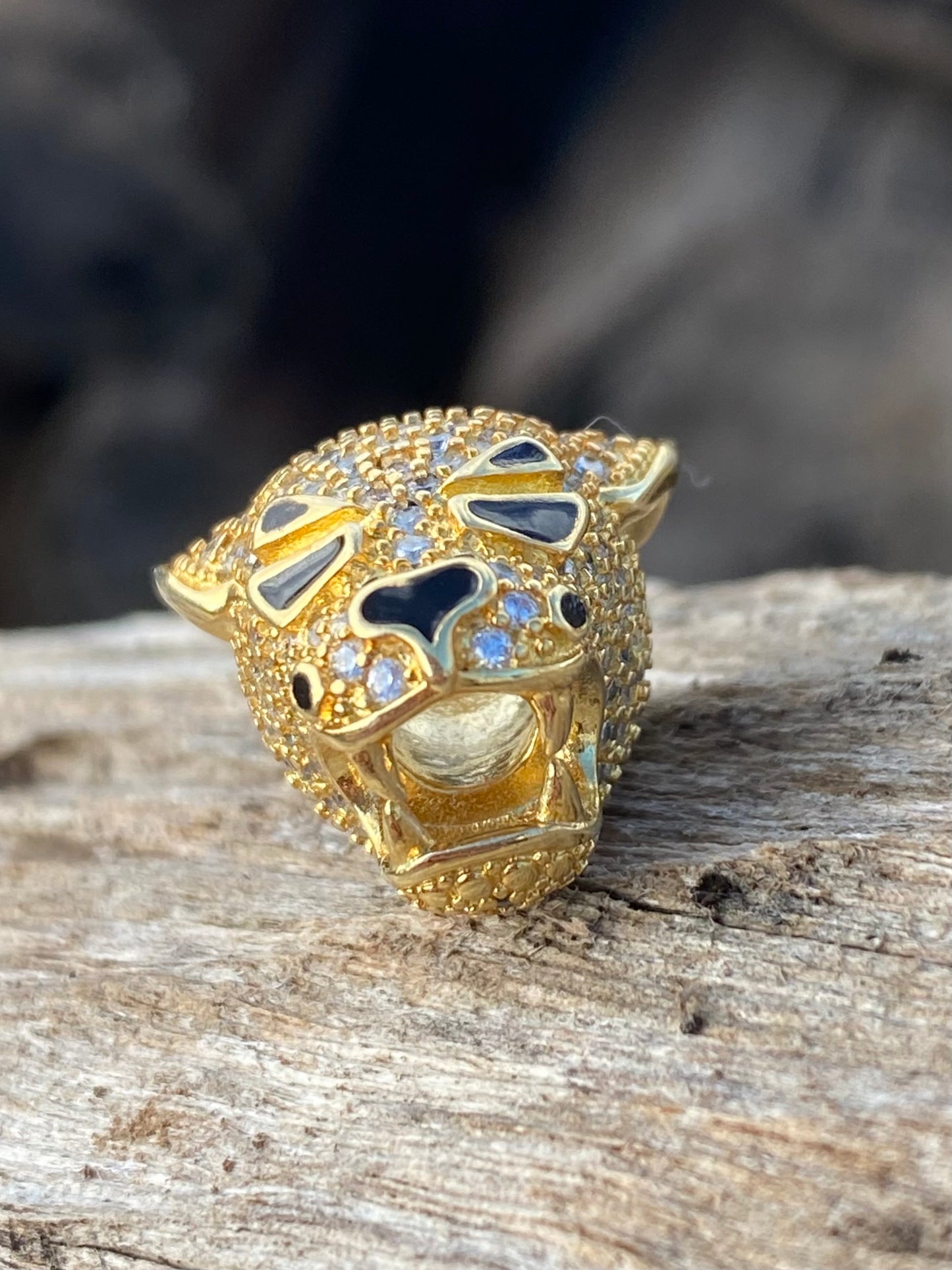 Nakimani Perle Löwin (echt Gold) mit echt Turmalin und Strass - DreadLocos Shop