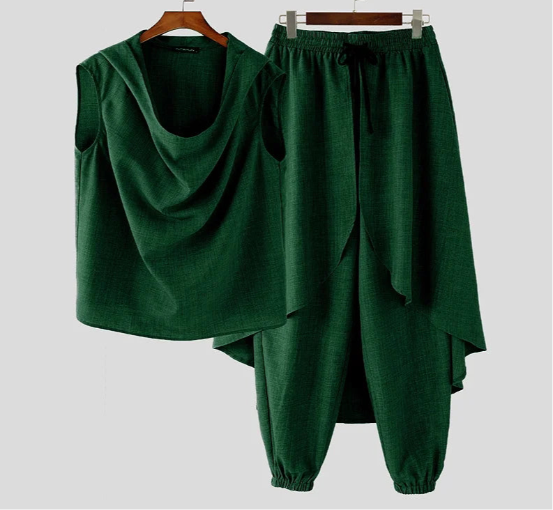 Street Fashion Two-piece Suits Men Causal Simple Oversize