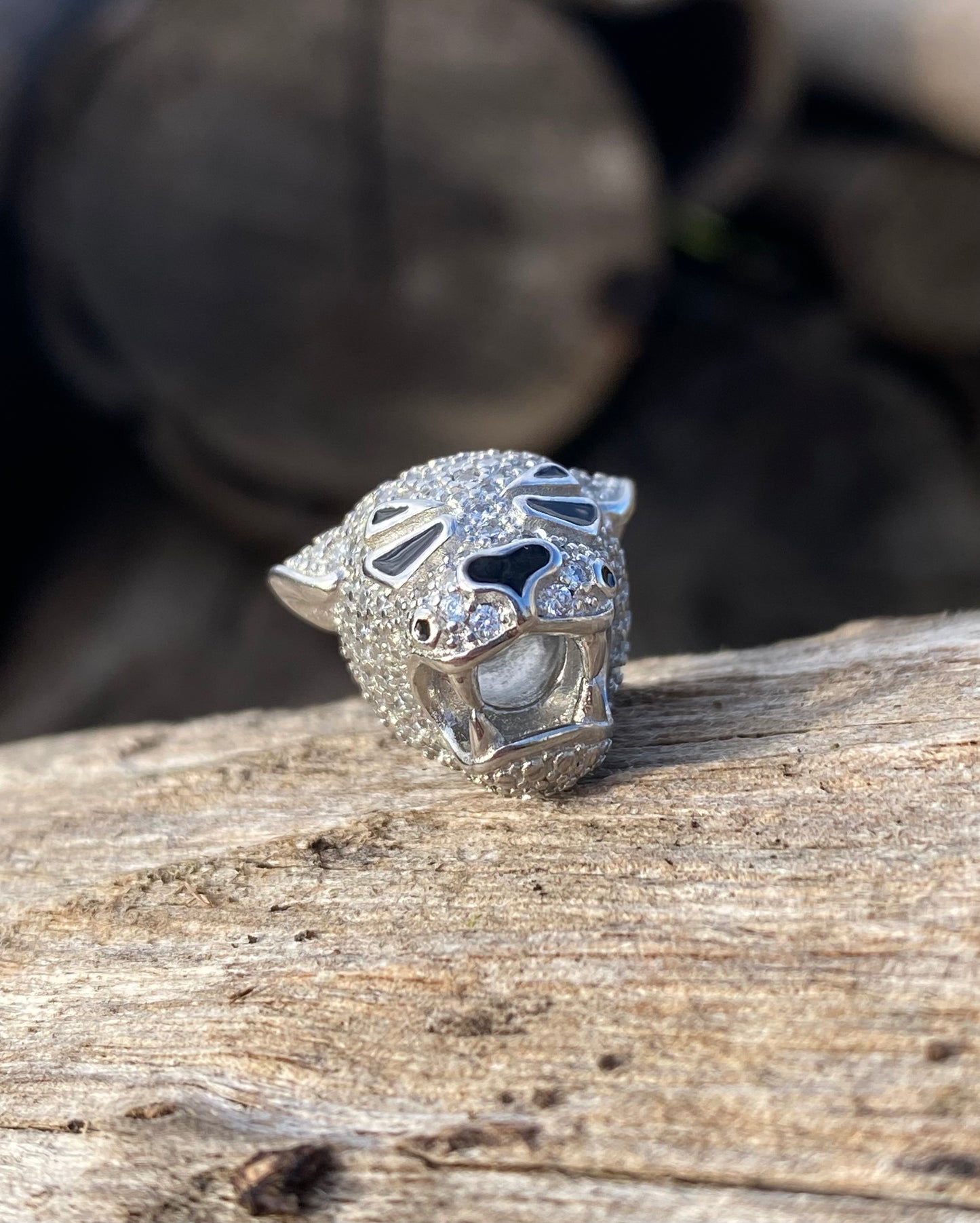 Tiger 100% Sterling Silber 925er *Strass Steinen* und Turmalin