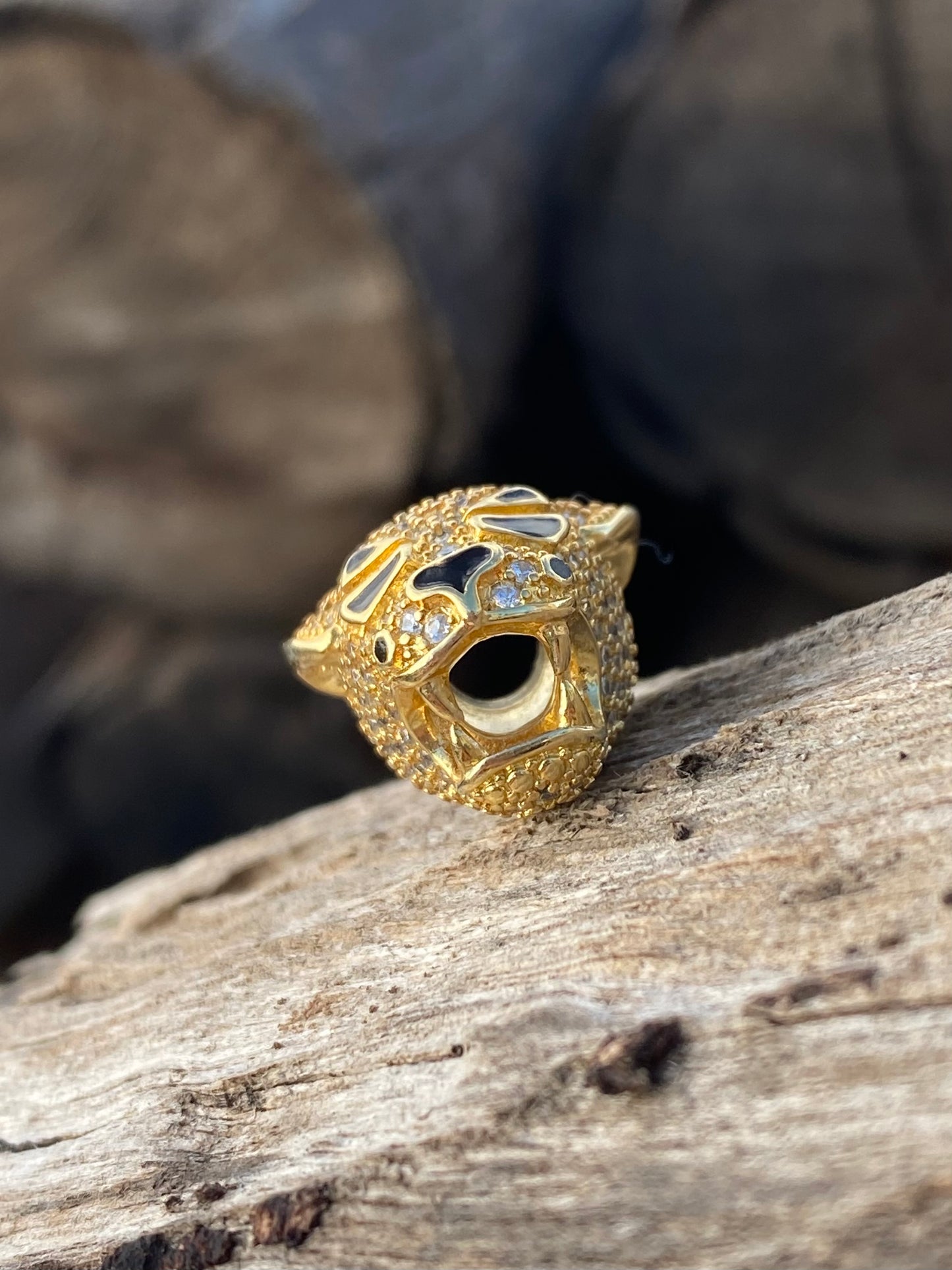 Nakimani Perle Löwin (echt Gold) mit echt Turmalin und Strass - DreadLocos Shop