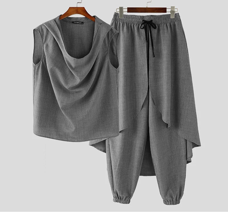Street Fashion Two-piece Suits Men Causal Simple Oversize