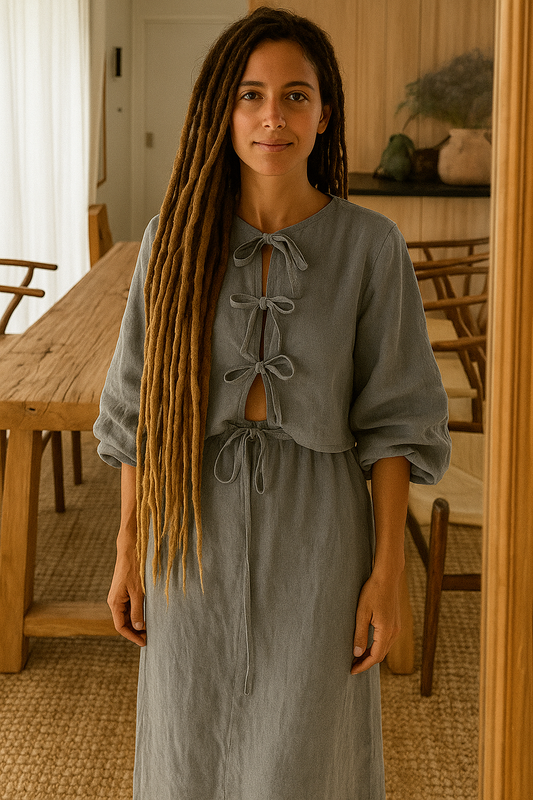 Leinen-Zweiteiler mit Bindung - DreadLocos Shop