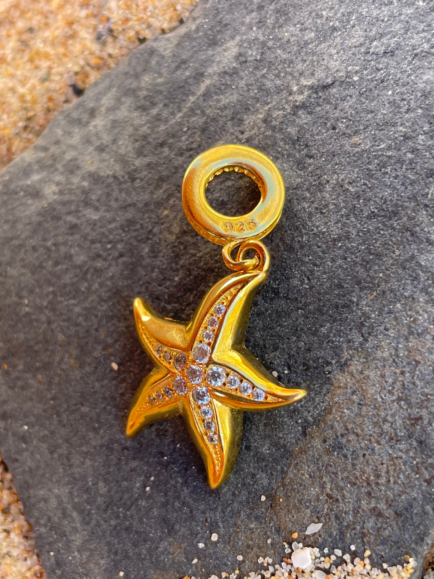 Golden Starfish 925 Sterling Silver Ocean Bead