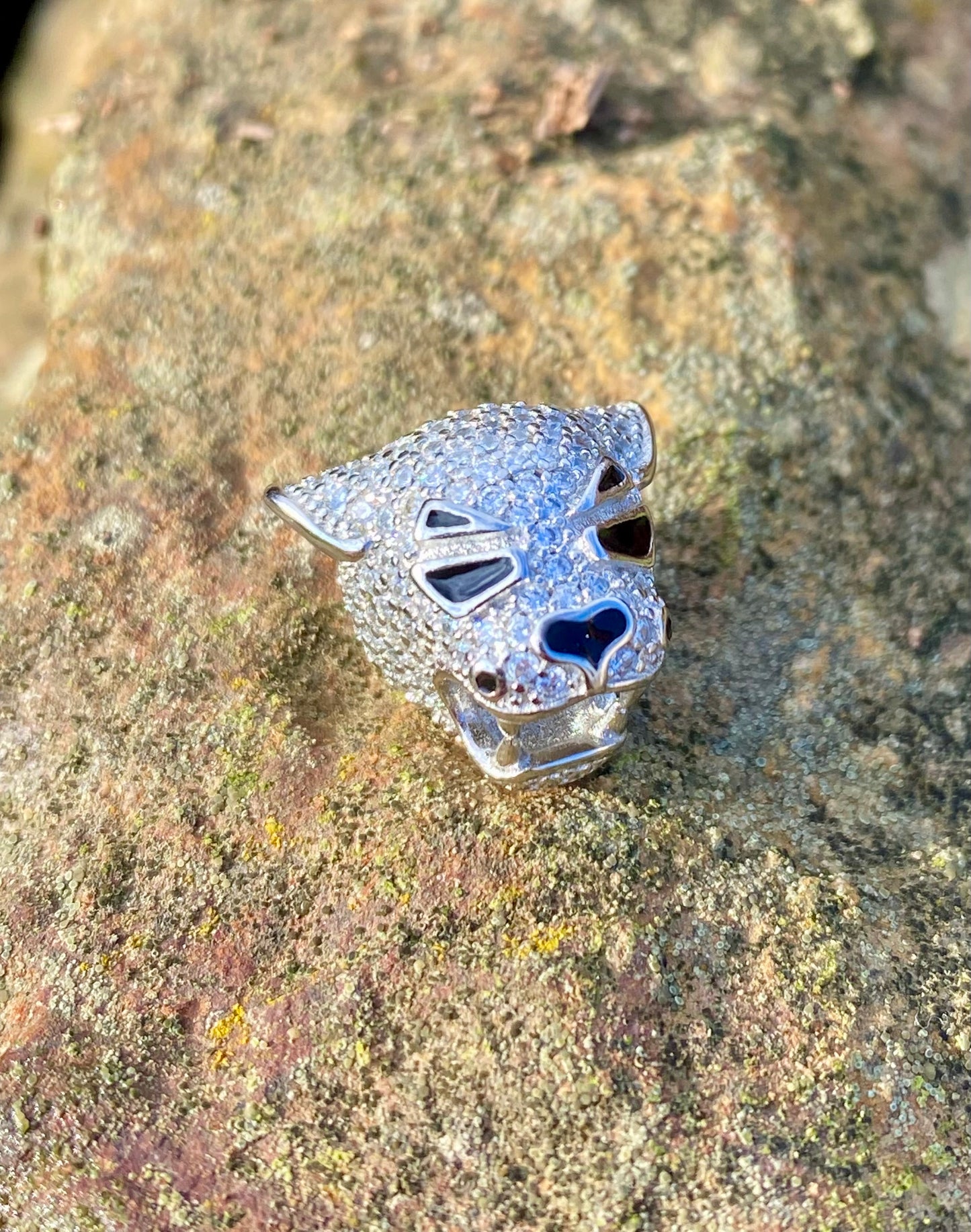 Tiger 100% Sterling Silber 925er *Strass Steinen* und Turmalin