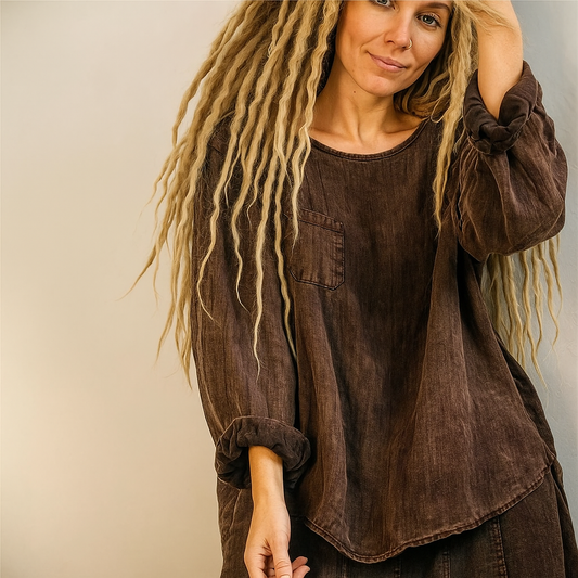 Retro-Streifen *Leinen* Langarmshirt - DreadLocos Shop