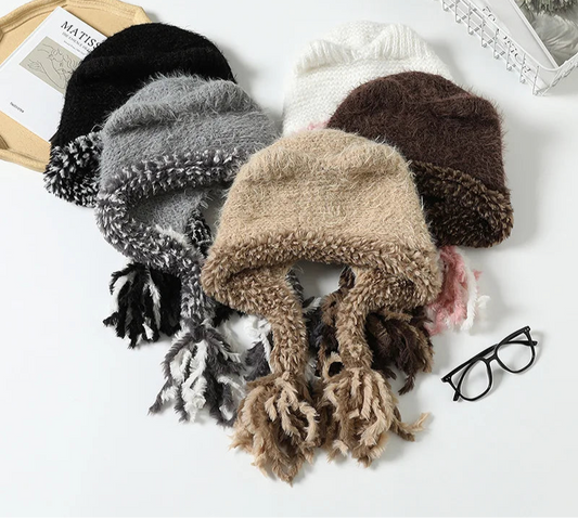 Plüschige Beanie für Winter