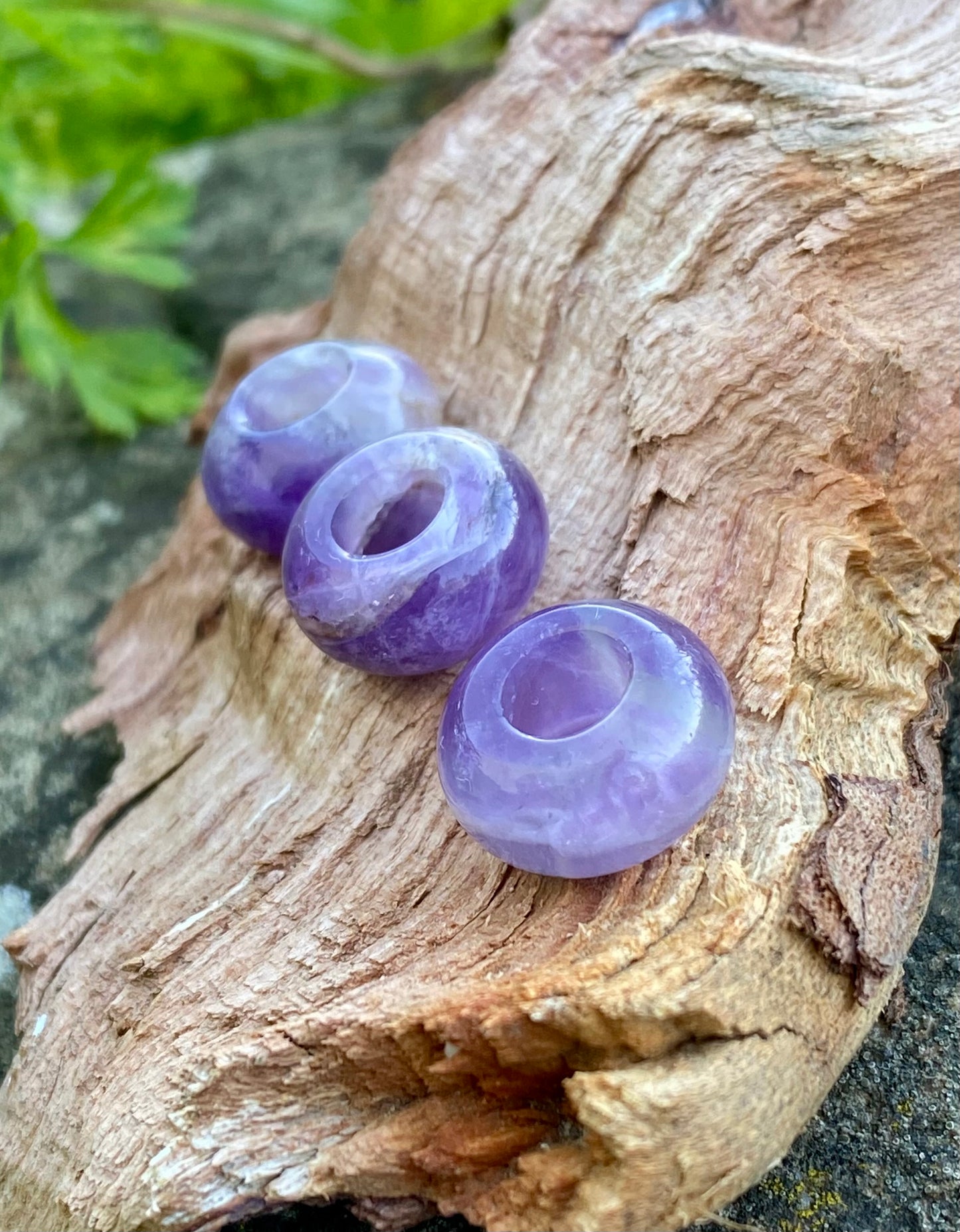 3 Amethyst-Stein Perlen für Dreadlocks - DreadLocos Shop