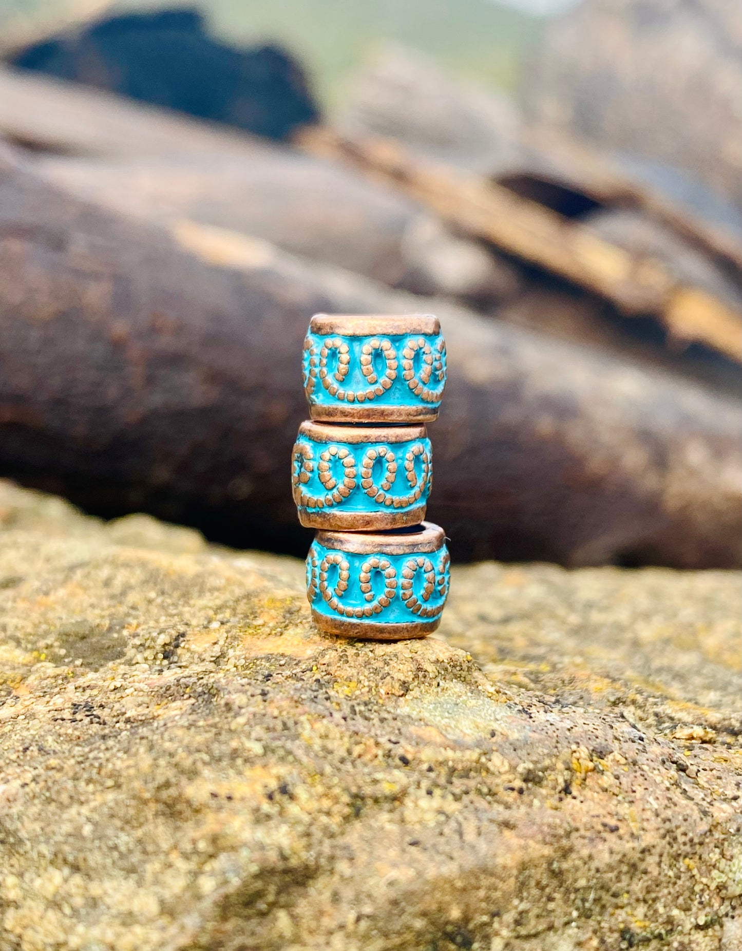 3 Bronze Nakimani Perlen Pérsia Blue - DreadLocos Shop