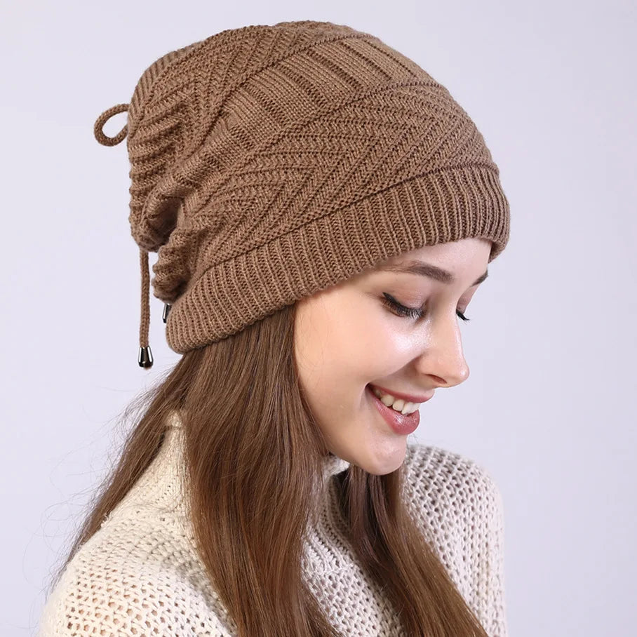 Stretchy Knitted Beanie Hat & Snood Scarf
