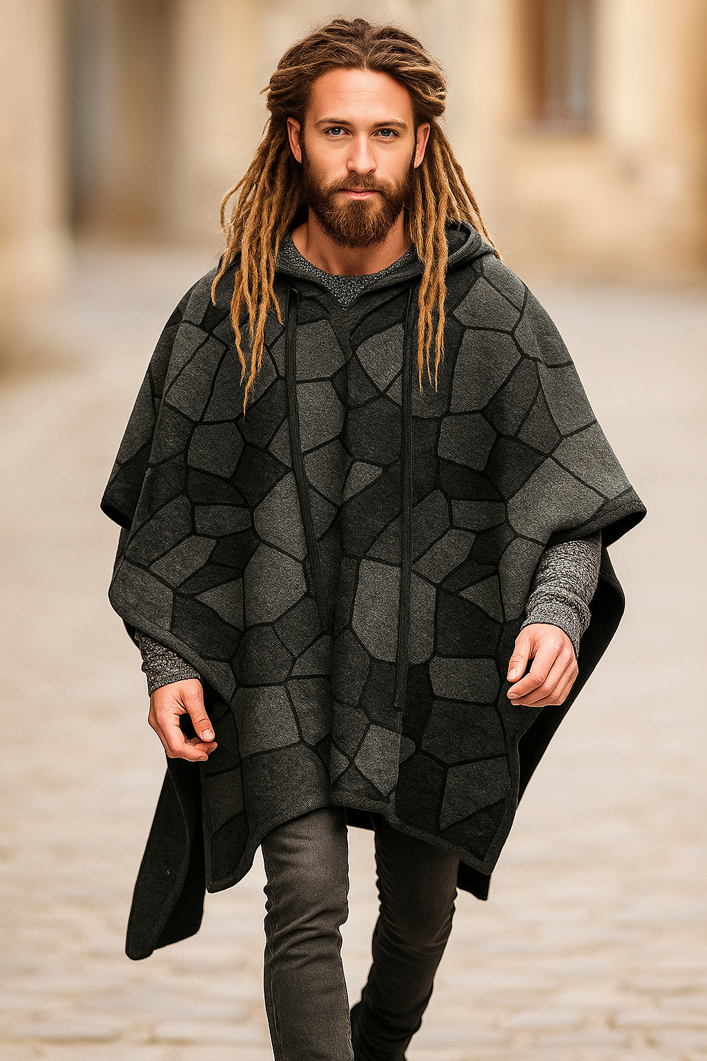 Woll-Poncho für Herren