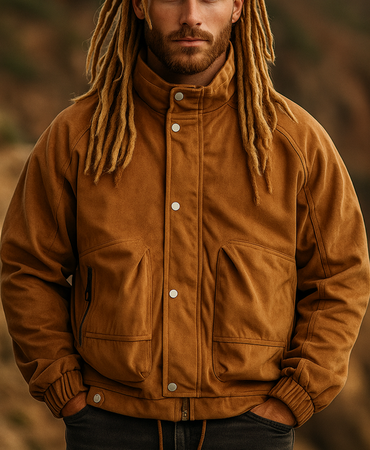 Drawstring Hem Jacket Coffe Brown