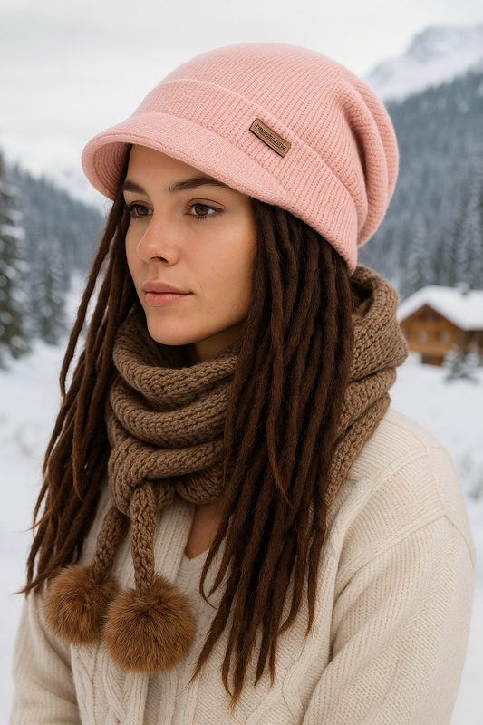 Fleece Slouchy Beanie Wide Brim Thermal Ear
