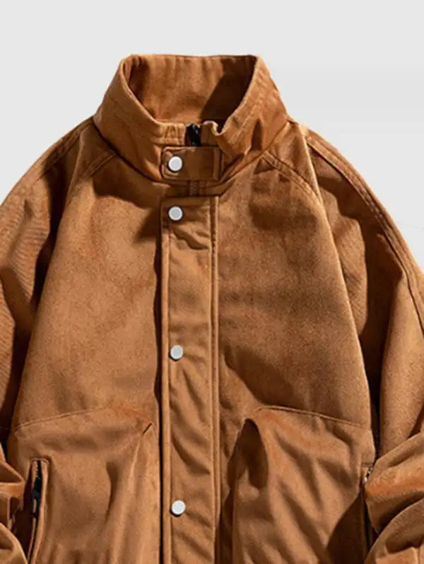 Drawstring Hem Jacket Coffe Brown
