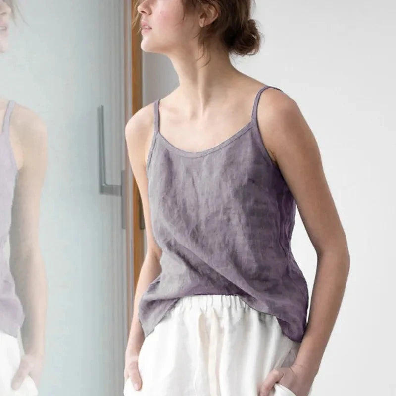 Tanktop aus Baumwolle und Leinen
