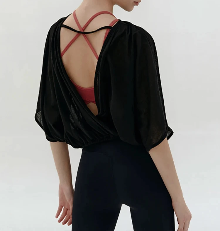 T-Shirt mit Batwing-Ärmeln und Rückenfreiem Design für Damen