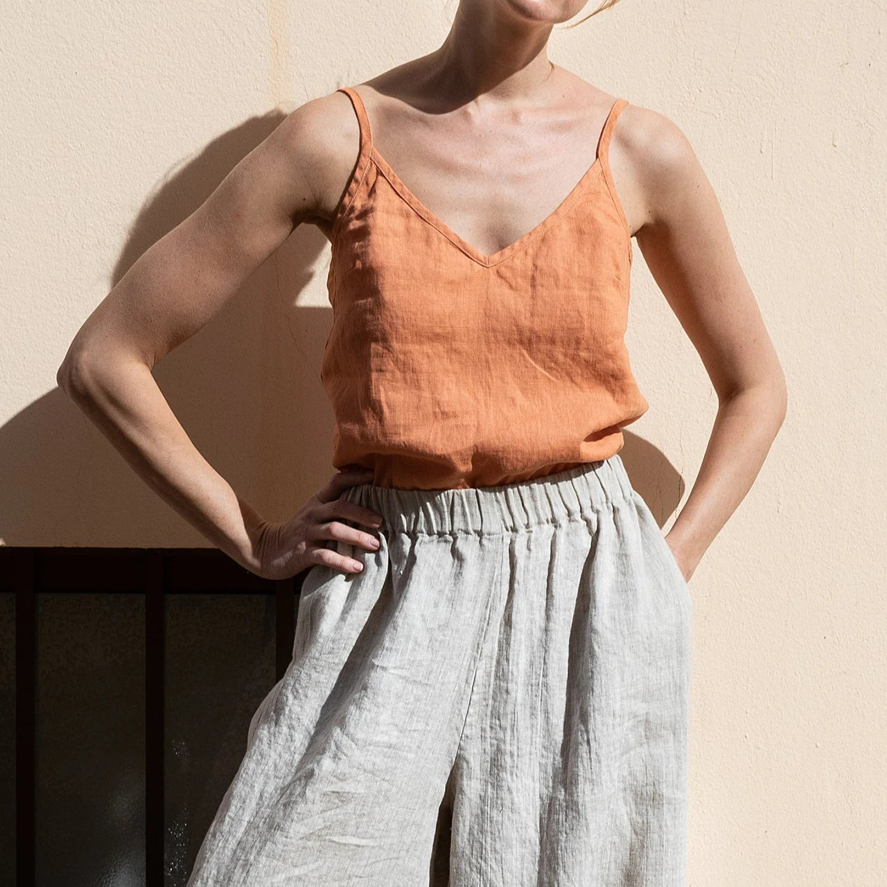 Tanktop aus Baumwolle und Leinen