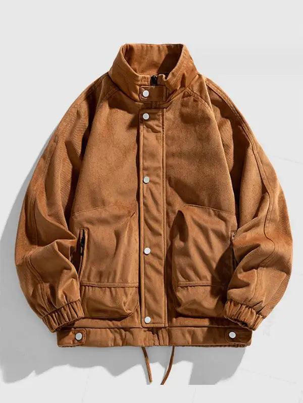 Drawstring Hem Jacket Coffe Brown