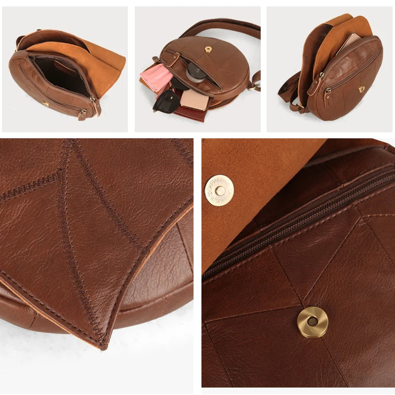 Luxuriöse Damen-Umhängetasche aus echtem Leder – Designer-Crossbody in Blattform und mehrfarbig
