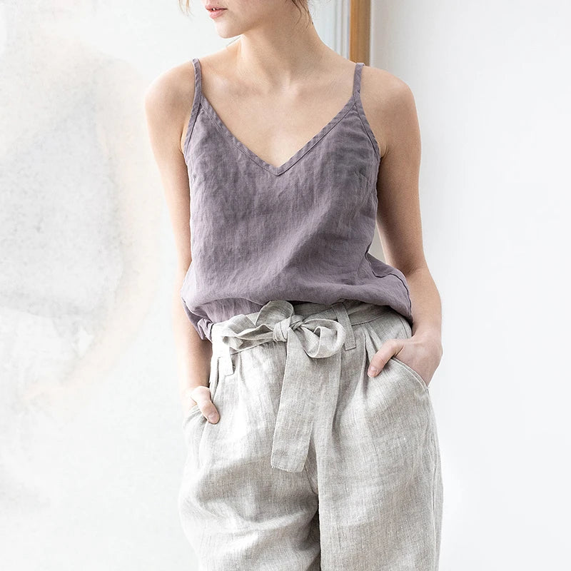 Tanktop aus Baumwolle und Leinen