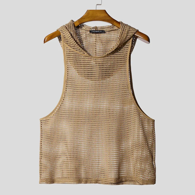 Men Tank Tops Mesh Hollow Out - DreadLocos Shop