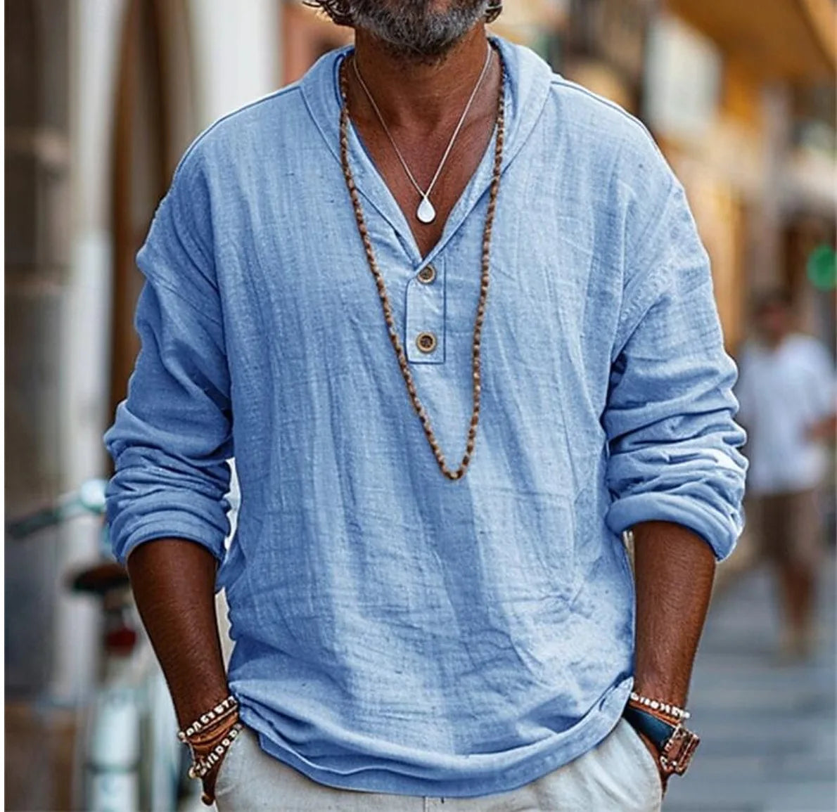 Retro Men's Long Sleeved Shirt Pure Cotton - DreadLocos Shop