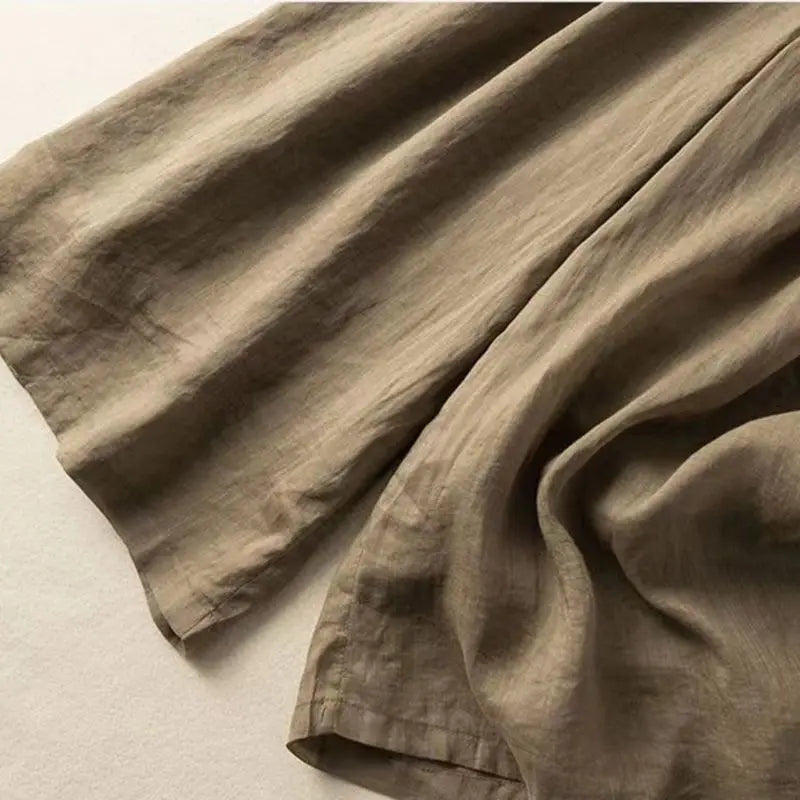 Purple Cotton Linen Casual Elastic High Waist