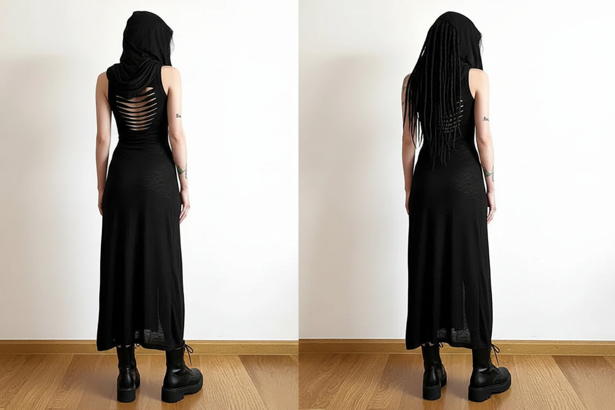 Hooded Gothic Dress Desert Walker DreadLocos Shop