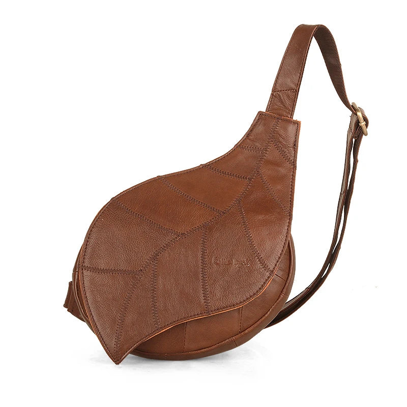 Luxuriöse Damen-Umhängetasche aus echtem Leder – Designer-Crossbody in Blattform und mehrfarbig