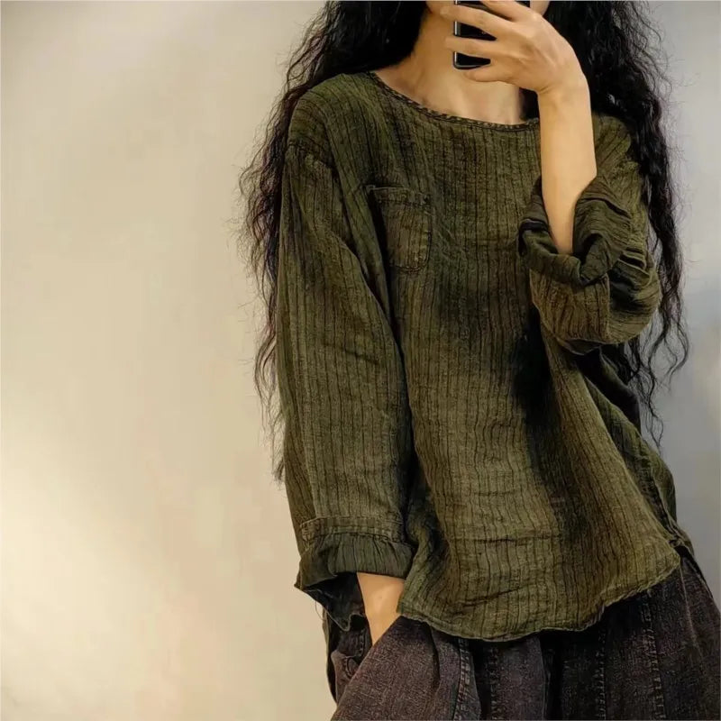 Retro-Streifen *Leinen* Langarmshirt - DreadLocos Shop