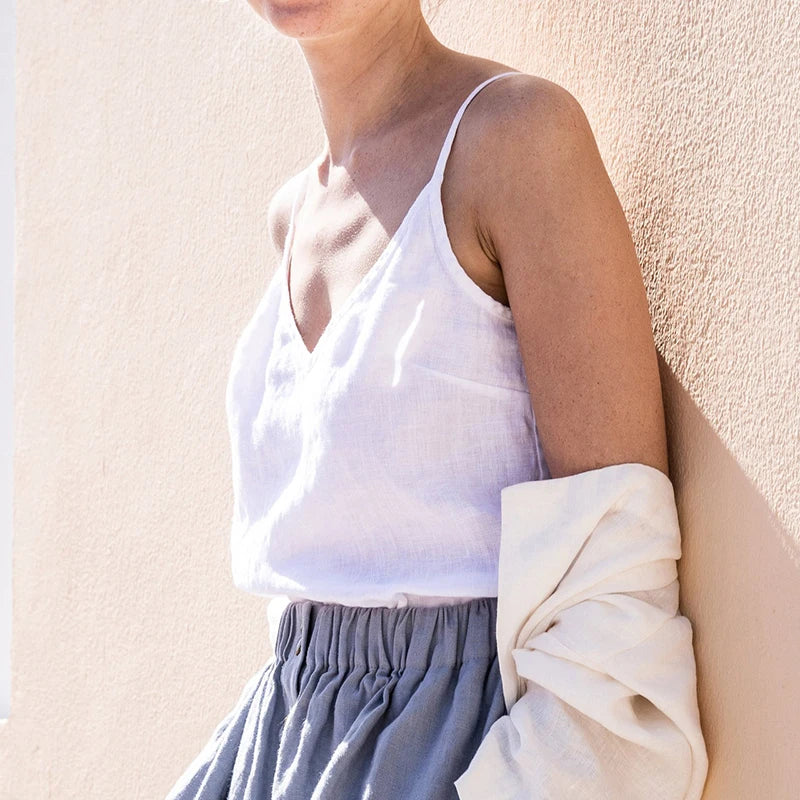 Tanktop aus Baumwolle und Leinen