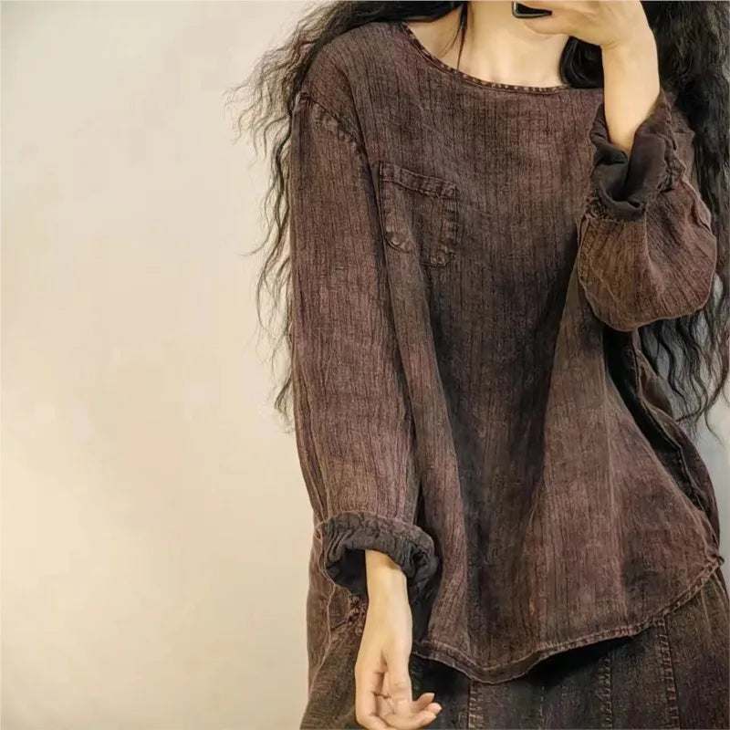Retro-Streifen *Leinen* Langarmshirt - DreadLocos Shop