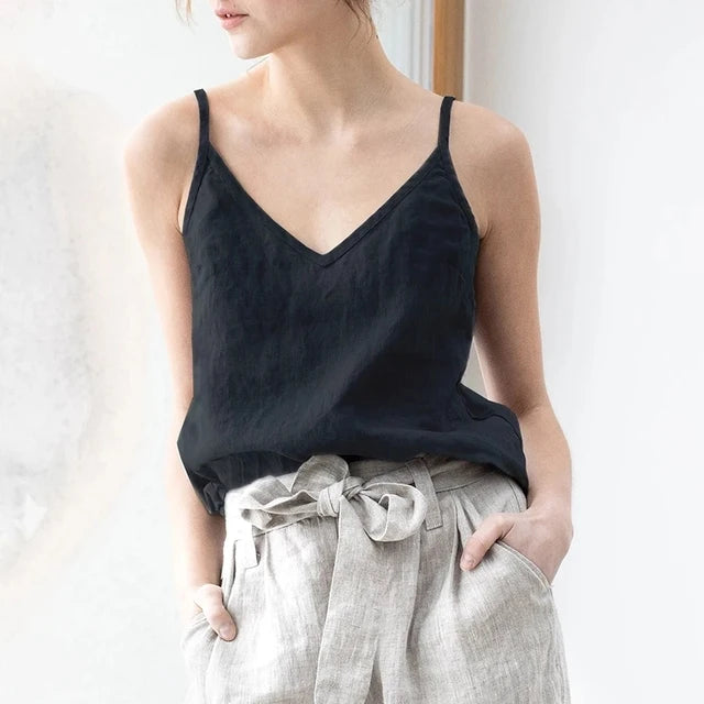 Tanktop aus Baumwolle und Leinen