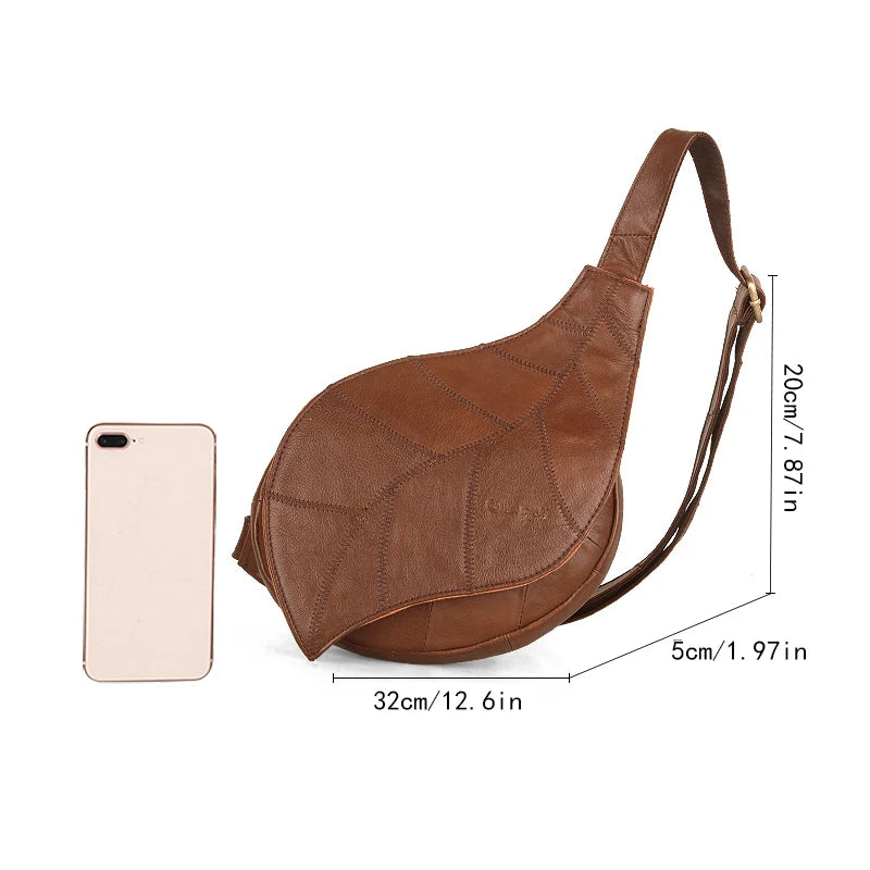Luxuriöse Damen-Umhängetasche aus echtem Leder – Designer-Crossbody in Blattform und mehrfarbig