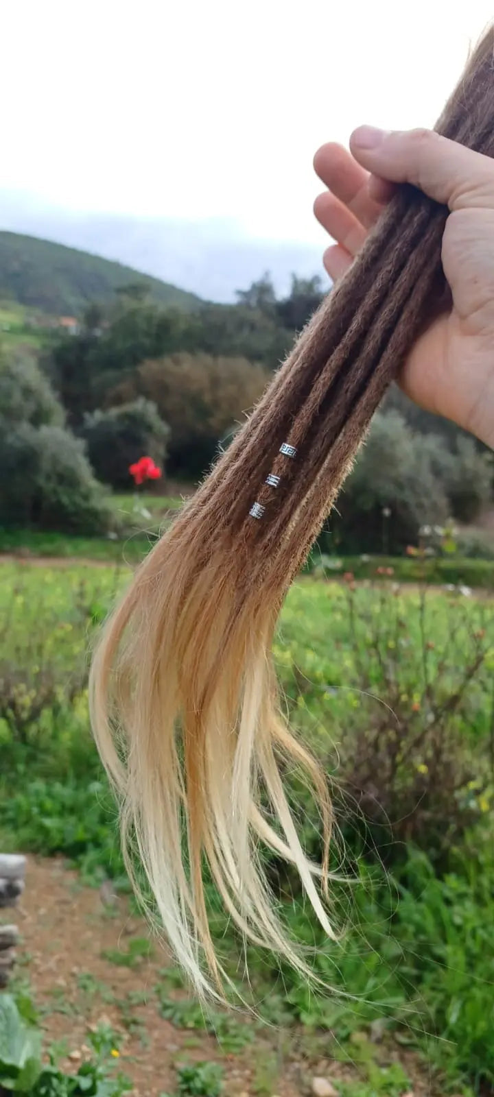10 Europäische Echthaar Dreadlocks in Goldbraun/Ombre ab 35cm DreadLocos Shop