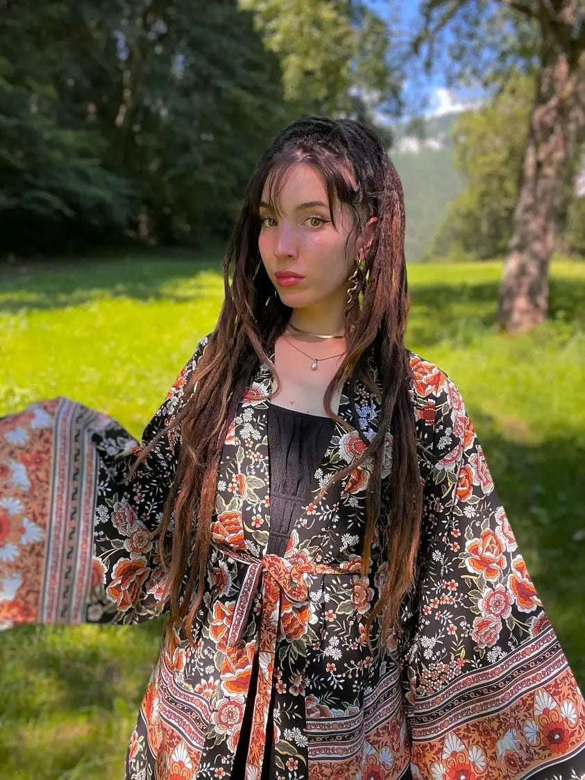 Vintage Floral Kimono aus 100% Rayon DreadLocos Shop