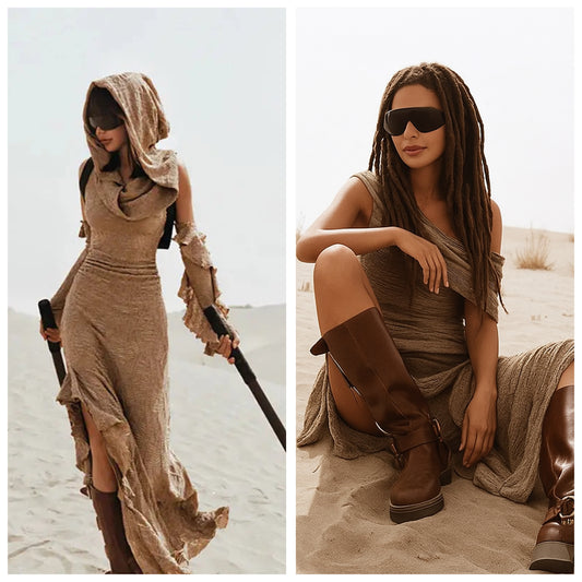 2 Pieces Set Women's Jacquard Wüsten Dress Mad Max