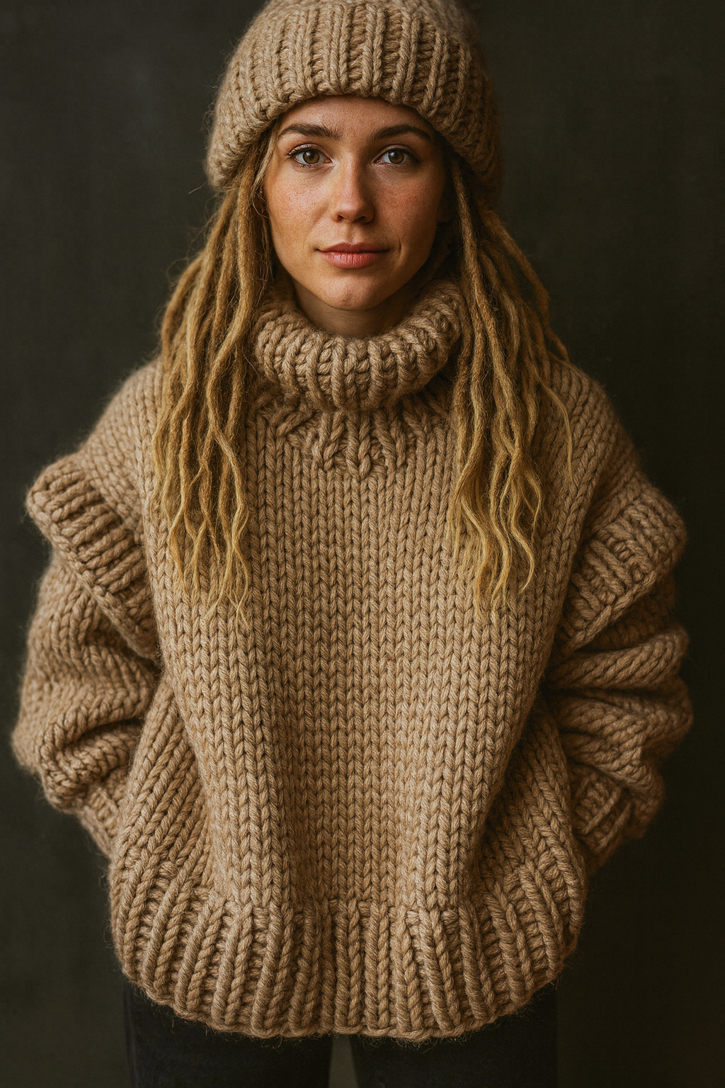 Trendy Turtleneck Long Sleeve Knitted Sweater - DreadLocos Shop