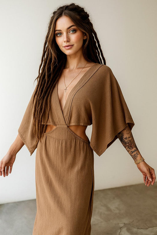 Langes Kleid aus Baumwoll-Leinen