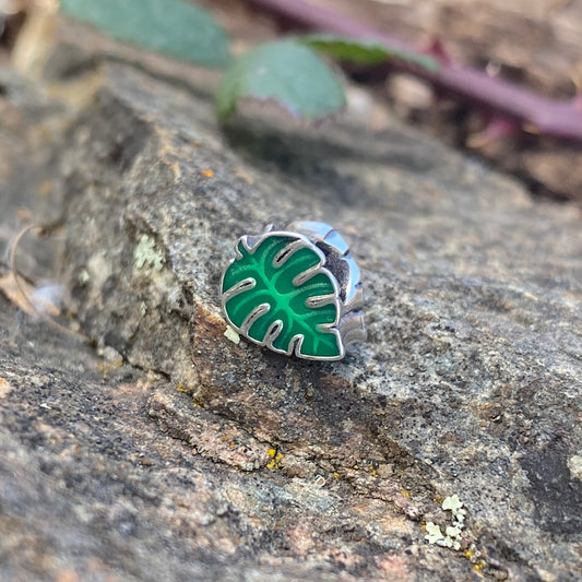 Monstera Grün Bead – 925 Silber