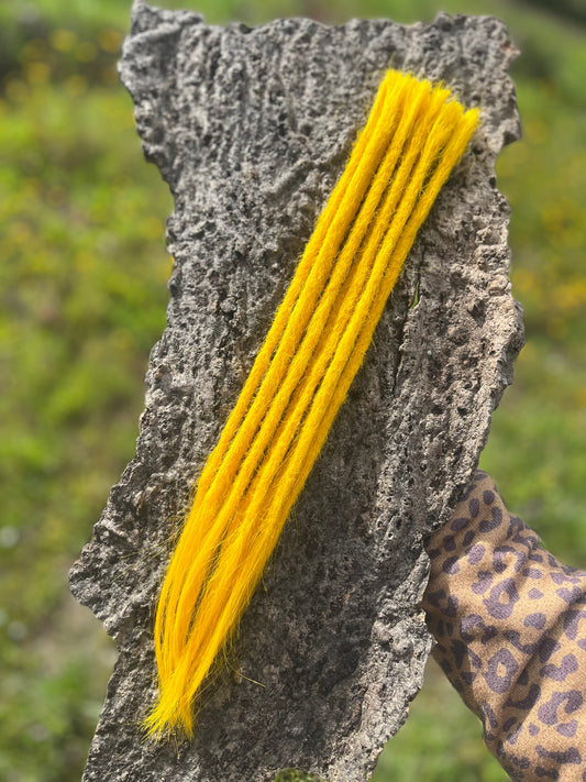 10 Europäische Echthaar Dreadlocks in Mustard Yellow #Y02