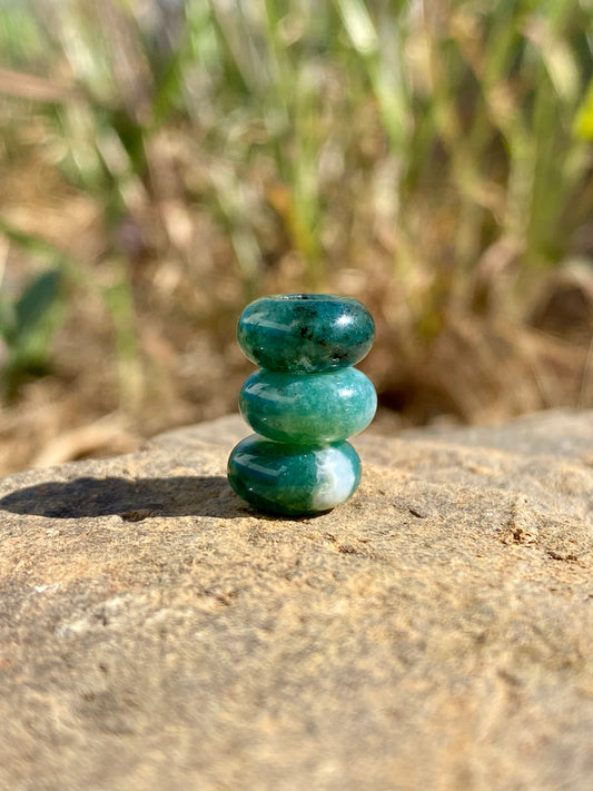 3 green Agate-Perlen