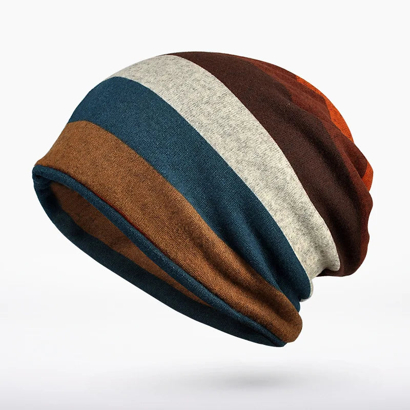 Beanies Stripe Design Dual-use Scarf Open Locs
