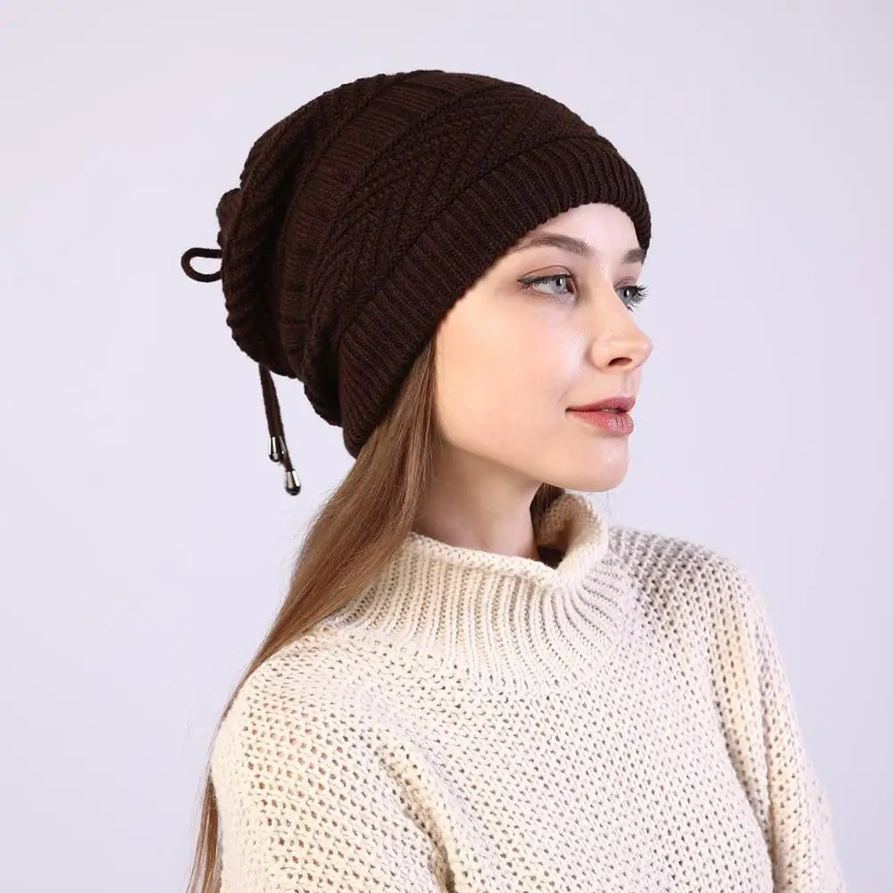 Stretchy Knitted Beanie Hat & Snood Scarf