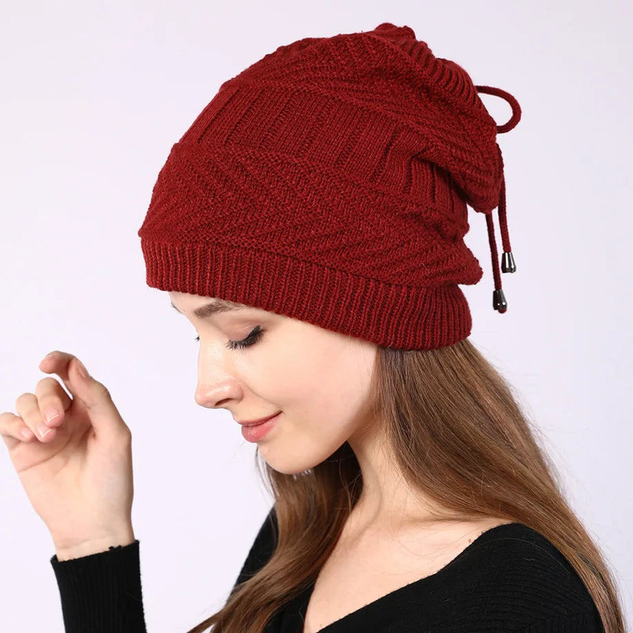 Stretchy Knitted Beanie Hat & Snood Scarf