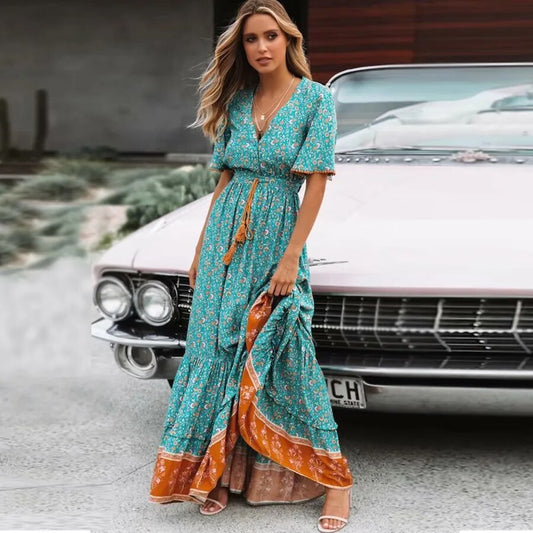 70er Boho Dress im Wooodstock Stil