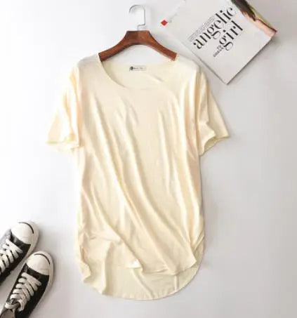 100% Bamboo Fiber Cotton Summer Short Sleeve T Shirt Women Harajuku Loose Model T-shirt Casual O-neck tshirt Woman Clothes