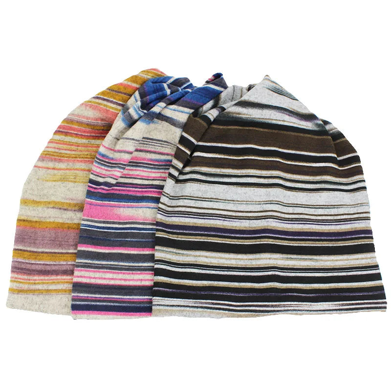Skullies Beanies Striped Design