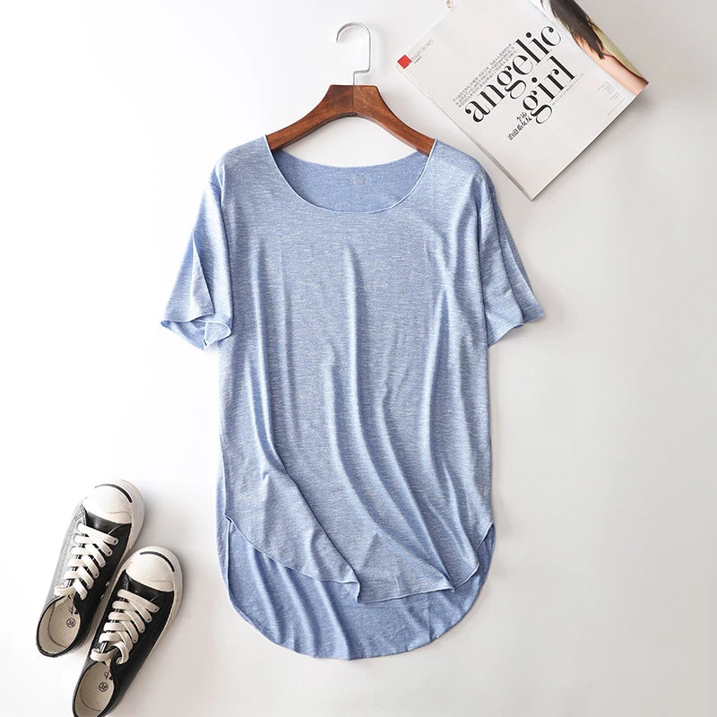 100% Bamboo Fiber Cotton Summer Short Sleeve T Shirt Women Harajuku Loose Model T-shirt Casual O-neck tshirt Woman Clothes